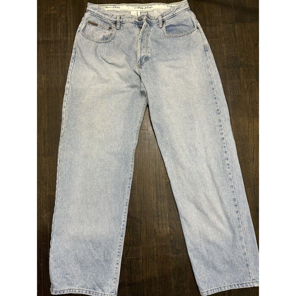 Vintage Calvin Klein Straight Fit Blue Denim Jeans Men's Mid Rise 36x35 Buttoned